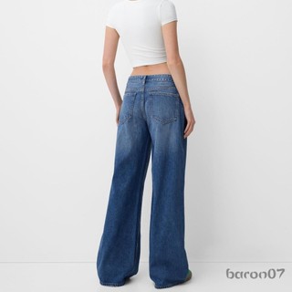 Quần ống rộng Denim nữ dáng rộng thường ngày Quần jean màu trơn cho công sở dạo phố