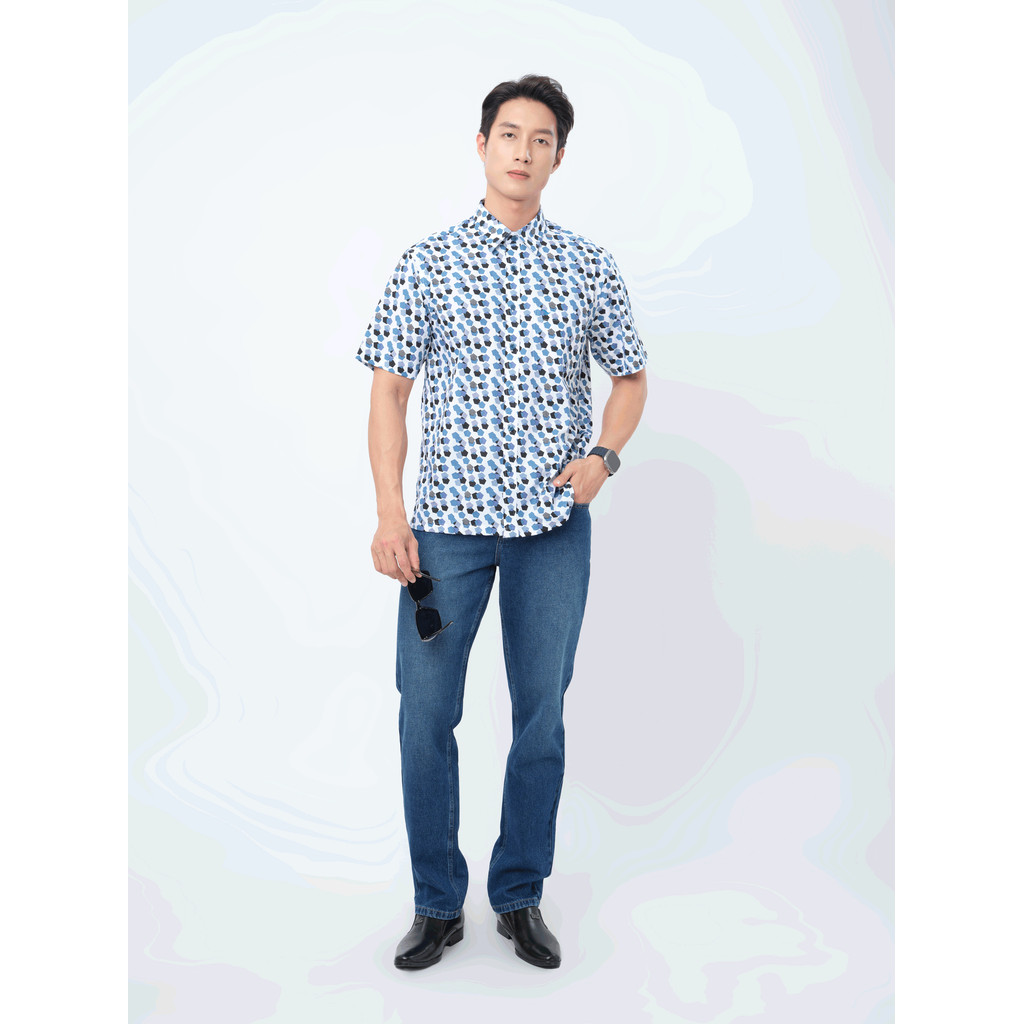 Sơ mi tay ngắn lai ngang VIETTIEN SMART CASUAL vải Bamboo phom REGULAR VT00000378