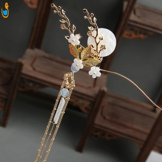 Nữ Vintage Đũa Tóc Vàng & Bạc Bun Giá Đỡ Có Tua Rua Cho Sườn Xám Han Quần Áo Trà Mặc