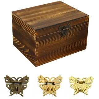2 Chiếc Vintage Bướm Khóa Cổ Đồng Chốt Cao Cấp Trang Sức Hộp Gỗ Khóa Tủ Hộp Trang Trí Phần Cứng Phụ Kiện