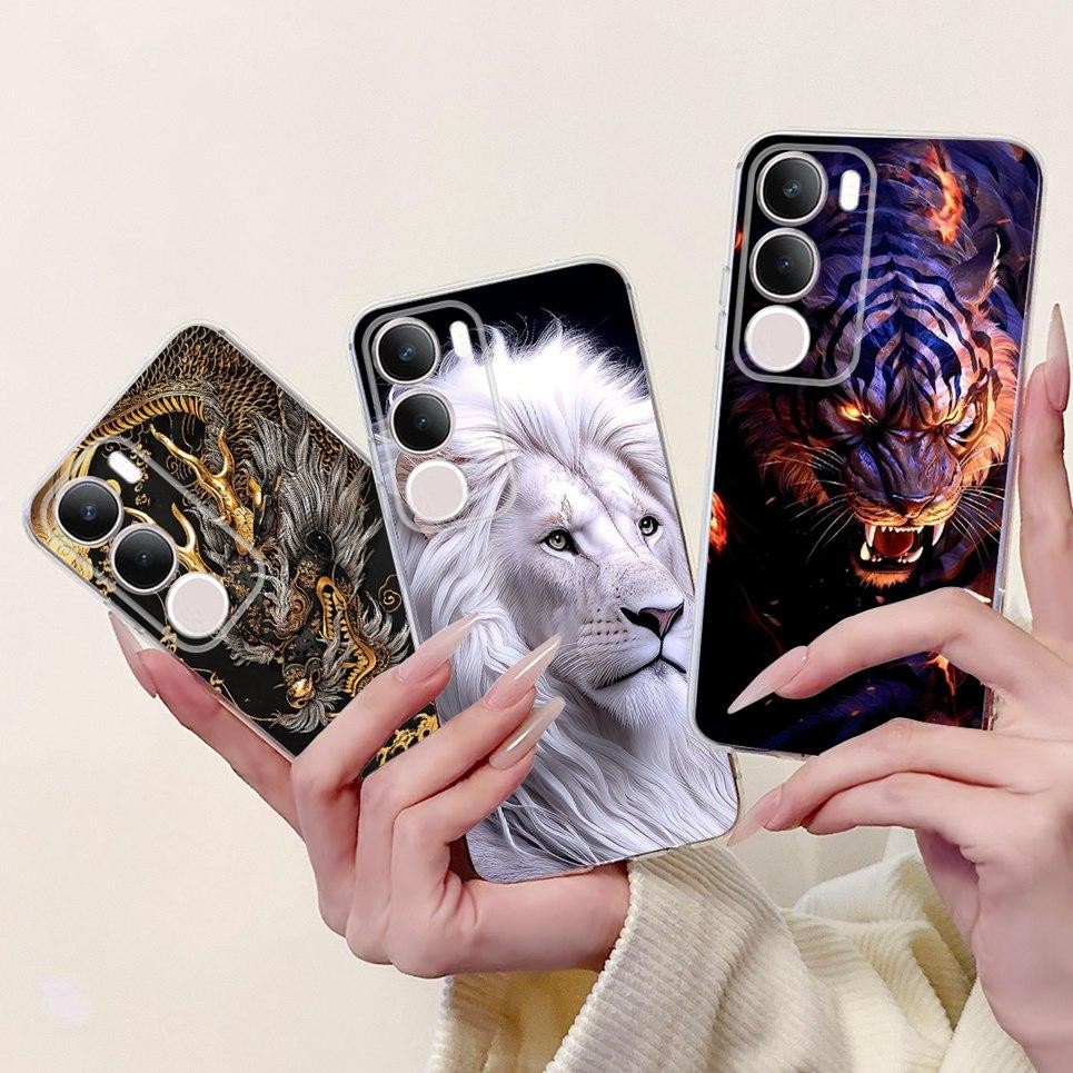 Dành Cho Vivo Y19s 4G V2419 / Vivo Y19 Y29 Y29s 5G Y19e Ấn Độ Ốp Lưng Điện Thoại Rồng Mát Sư Tử Hổ Cá Koi Vỏ Silicon TPU Mềm Trong Suốt