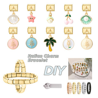 Phổ Biến Tình Yêu Vàng Mặt Dây Chuyền Nơ Ý Quyến Rũ Liên Kết Phù Hợp Với 9 Mm Thép Không Gỉ Vòng Tay Làm Trang Sức