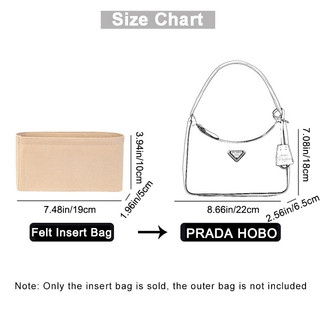 Túi tổ chức bằng nỉ, lớp lót bên trong phù hợp cho túi xách Hobo phiên bản P RE, túi định hình, túi đựng đồ chia ngăn