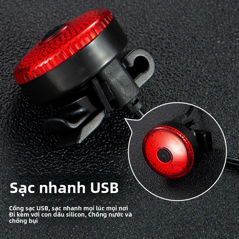 2025 Đèn xe đạp sạc USB mới, 3 chế độ đèn cảnh báo chống nước thiết bị xe đạp ，có thể được cài đặt ở bất kỳ bộ phận nào