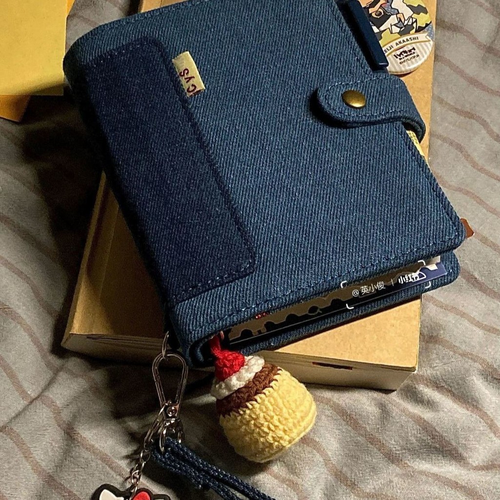 Sổ kế hoạch denim xanh biển sâu, lịch trình hàng ngày, sổ thẻ rời, bán chạy, thiết kế niche A7, sổ tay bỏ túi
