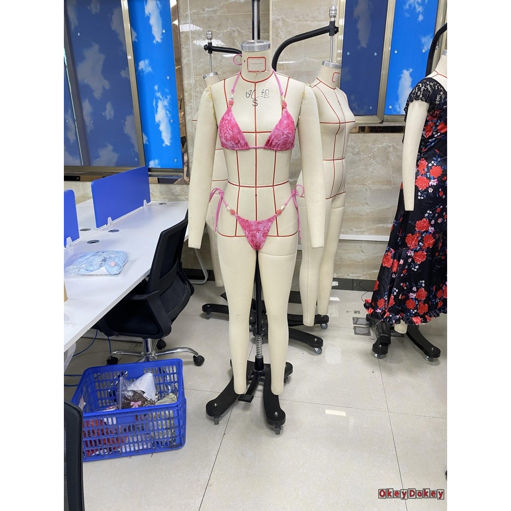 OKDK-Bộ Bikini 2 chiếc đính cườm dành cho nữ - Quần lót thắt lưng có thể điều chỉnh giảm béo in màu hồng - Thích hợp cho bơi lội đi biển kỳ nghỉ