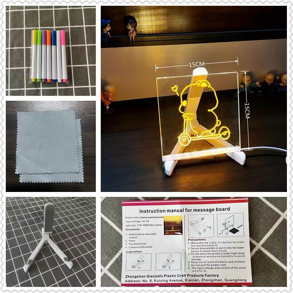 Bảng Vẽ Phát Sáng Led Trong Suốt , Chữ Có Đèn Dạ Quang Tư Duy Cho Bé Sáng Tạo , Có Thể Xóa