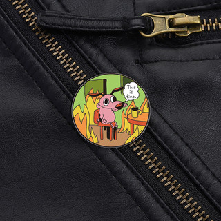Hoạt Hình COURAGE The Cowardly Dog Men Trâm Pin Kim Loáng Ba Lô Phụ Kiện Quà Tặng Cho Bạn Bè