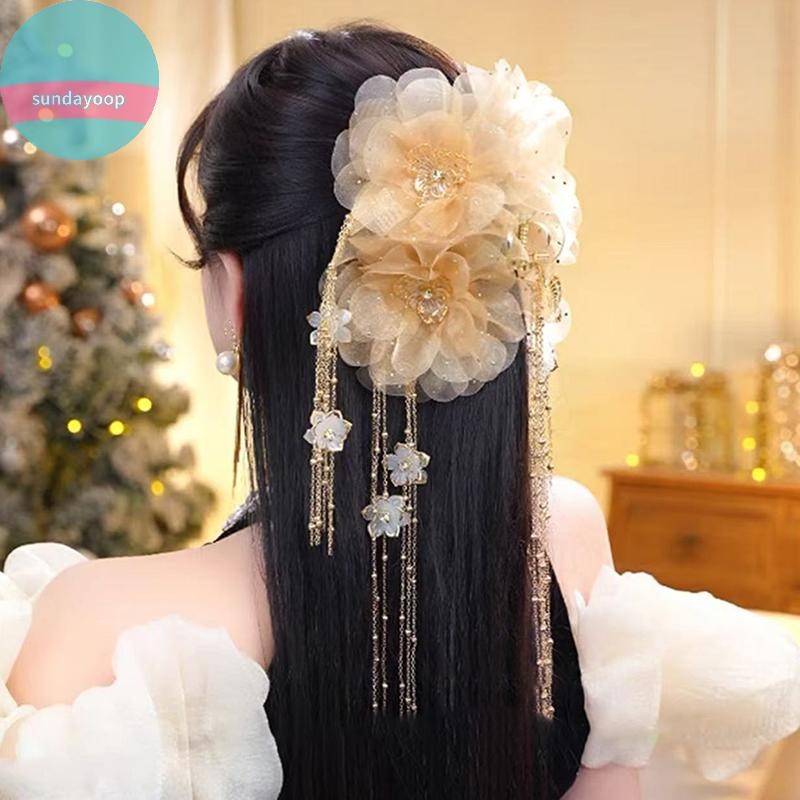 Sund Hoa Sen Thanh Lịch Kim Sa Lấp Lánh Vuốt Tóc Cho Nữ Cô Gái Ngọt Ngào Thời Trang Kẹp Phụ Kiện Tóc Quà Tặng VN