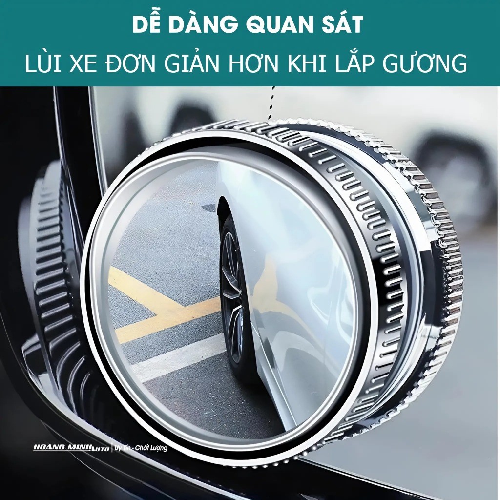 Bộ 2 gương cầu lồi đế hút chân không xoay 360 độ xóa điểm mù gắn kính ô tô