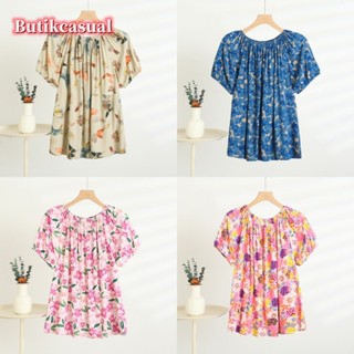 Áo thun nữ cotton lụa hoa ngắn tay mùa hè 2025 áo sơ mi mỏng cỡ lớn mỏng áo sơ mi thường ngày