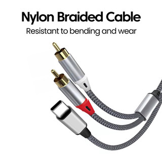 Cáp âm thanh Elough USB C sang RCA Loại C sang 2RCA Nam Jack Y Splitter Dây âm thanh nổi