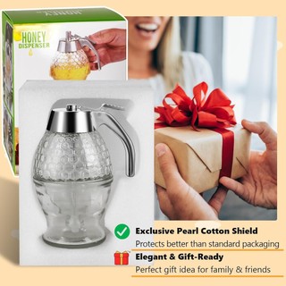 Hộp đựng mật ong thủy tinh 8oz có chân đế lọ mật ong không rách cho xi rô phong hoặc mật ong Hộp đựng thiết kế tổ ong thanh lịch để trang trí gia đình và nhà bếp nhựa ABS silicone an toàn