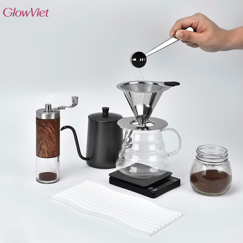 Phễu lọc cà phê/ trà lưới Inox 304,Thiết Kế Lọc Kép Chống Cặn,Có Thể Tái Sử Dụng，Bảo Vệ Môi Trường An Toàn