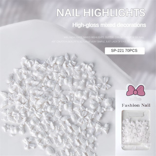 70PCS/1Túi Trang Trí Móng Tay Nơ Băng Cao Cấp Màu Kẹo Đơn Giản Nơ Nhựa Charm Trang Trí Móng Tay Dụng Cụ Làm Móng Cho Cửa Hàng Làm Móng