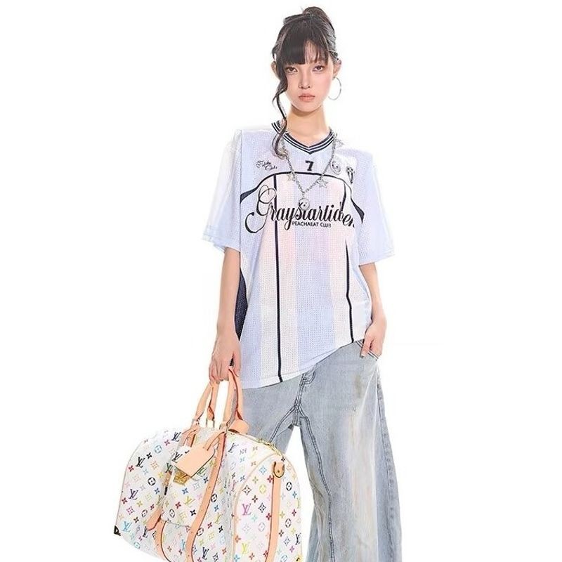 ThaliaWisp Áo Thun Nam American Retro Digital 7 In Hình Mùa Hè Thể Thao Mới Top