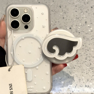 Giá đỡ gương cánh màu trắng thích hợp cho điện thoại di động MagSafe hút mạnh để bàn giá đỡ lười biếng