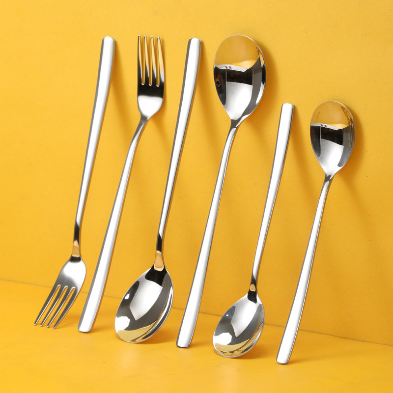 Bộ Thìa Nĩa Inox 410 Không Gỉ Phong Cách Hàn Quốc - Cán Dài, Tối Giản, Sang Trọng - Cho Gia Đình, Nhà Hàng | 302