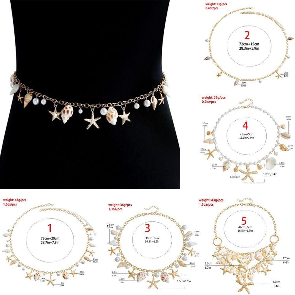 Thắt lưng dây chuyền BAMBOOB bohemian với mặt dây chuyền hình vỏ sao biển, hợp kim thời trang dành cho bikini đi biển, phù hợp cho nữ
