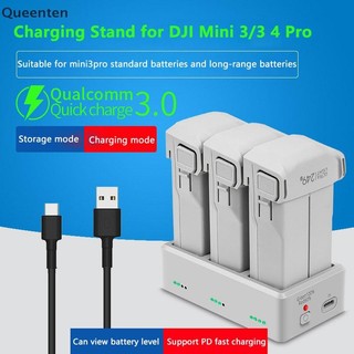 Trung Tâm Sạc Pin Queenten Cho DJI Mini 4 3 Pro Sạc Pin Trạm Sạc Ba Kênh Sạc Cho DJI Mini 3 QT