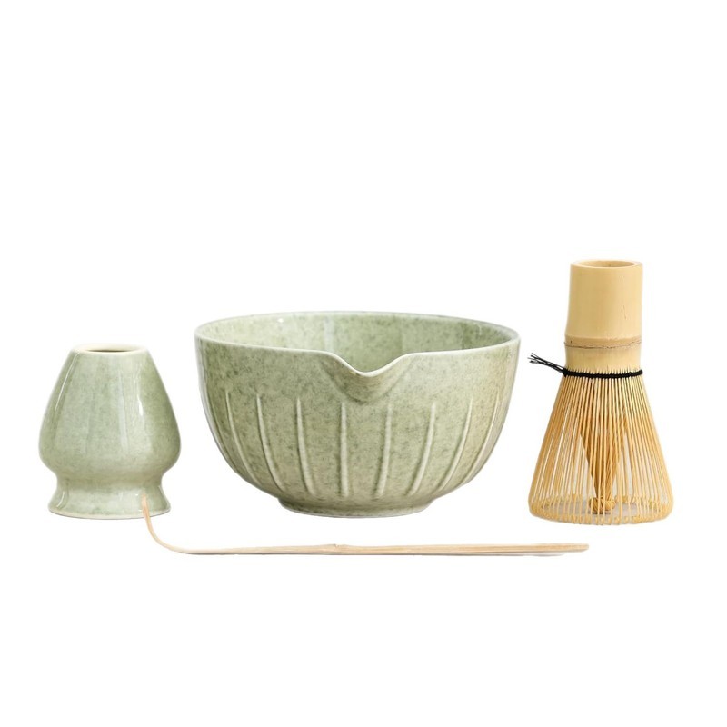 5 Chiếc Gốm Nhật Bản Bóng Màu Hồng Matcha Bát Macha Trà Whisk Chawan Chasen Giá Đỡ Muỗng Sifter Cốc Lễ Quà Tặng Bộ