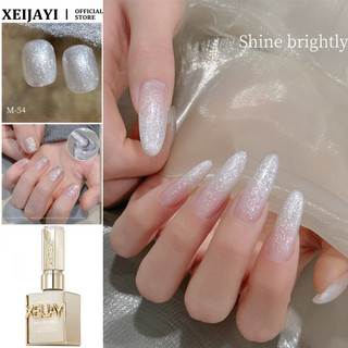 XEIJAYI Gel móng tay tỏa sáng, kim tuyến mịn, mật độ cao, bạc, kim cương vỡ, sequin, keo trị liệu, nghệ thuật móng tay cho tiệm làm móng 15ml