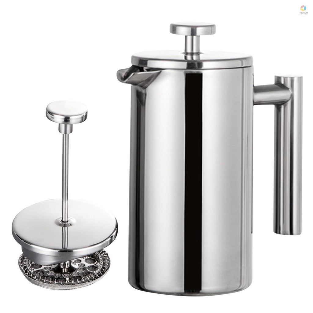 350ml / 800ml / 1000ml Máy pha cà phê kiểu Pháp Máy pha cà phê cách nhiệt hai tường bằng thép không gỉ