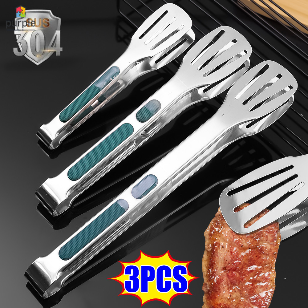 Kẹp thực phẩm tay cầm silicon chịu nhiệt nhà bếp bền bỉ - Nhà hàng thiết thực Dụng cụ nấu ăn bằng thép không gỉ 304