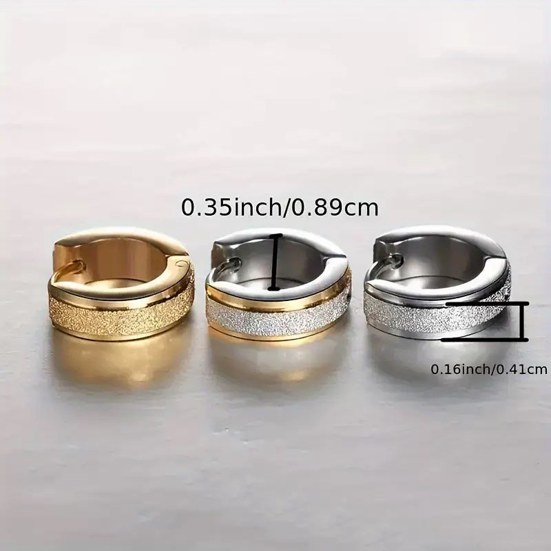 2pcs Bông tai thép titan mờ đơn giản dành cho nam Bông tai không phai màu thời trang hai màu