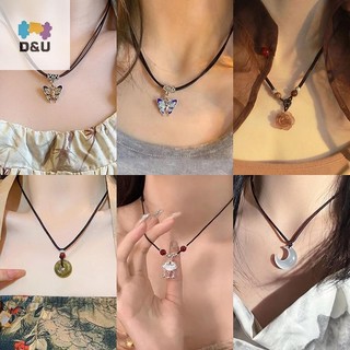 Pufangstar Phong Cách Trung Hoa Thời Trang Retro Dây Vòng Cổ Hoa Mặt Trăng Khóa An Toàn Mặt Dây Chuyền Vòng Cổ Nữ Vintage Trang Sức VN