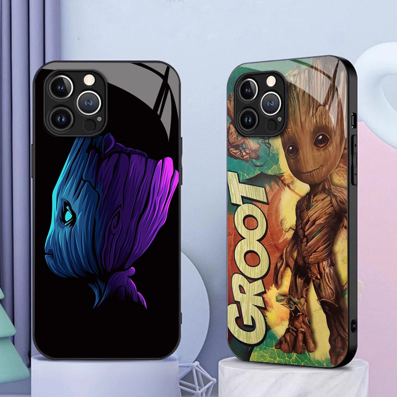 Ốp điện thoại kính cường lực Guardians of the Galaxy groot 02 cho IPhone 16 15 14 13 12 11 Pro XS Max Plus Mini X XR 8 7 6s SE2 / 3