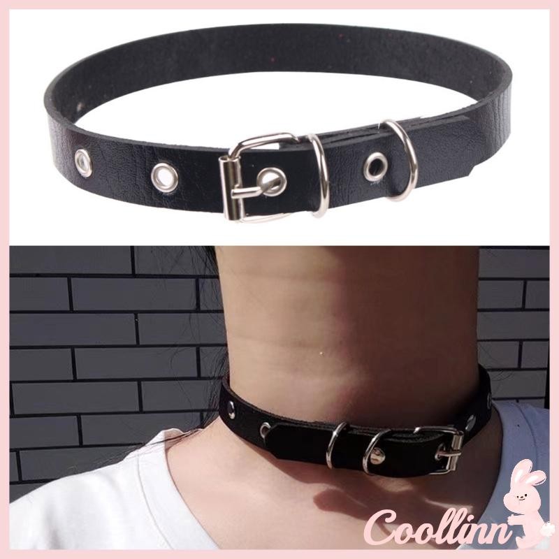 COO Bông Tai Kẹp Xương Đòn Dây Chuyền Punk Rock Phong Cách Da PU Vòng Cổ Choker Có Thể Điều Chỉnh Cho Các Bữa Tiệc Và Lễ Hội