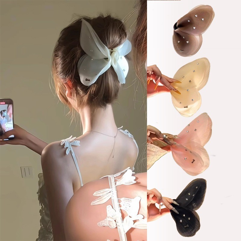 Nơ Mới Lấy Lớn Cao Cấp Lưới Mùa Hè Kẹp Tóc Nữ Lưng