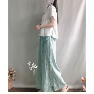 Áo blouse cài nút phong cách Trung Quốc cho phụ nữ, thêu cotton lanh, trang phục lấy cảm hứng từ châu Á cho phụ nữ, áo phong cách dân tộc