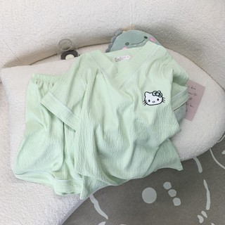 Bộ Đồ Ngủ Nữ Mây Cotton Xuân Hè Quần Short Tay Ngắn Cardigan Phong Cách Hàn Quốc Rời Sống Nổ Hoạt Hình Ngọt Ngào Quần Áo Nhà