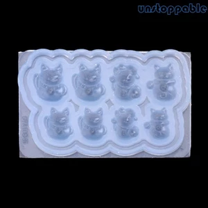 Unstop * Dễ Thương Thu Nhỏ May Mắn Cho Mèo Khuôn Silicon Động Vật Cho Mèo Nhân Vật Epoxy Đúc Khuôn Mini Hình Bộ Sưu Tập