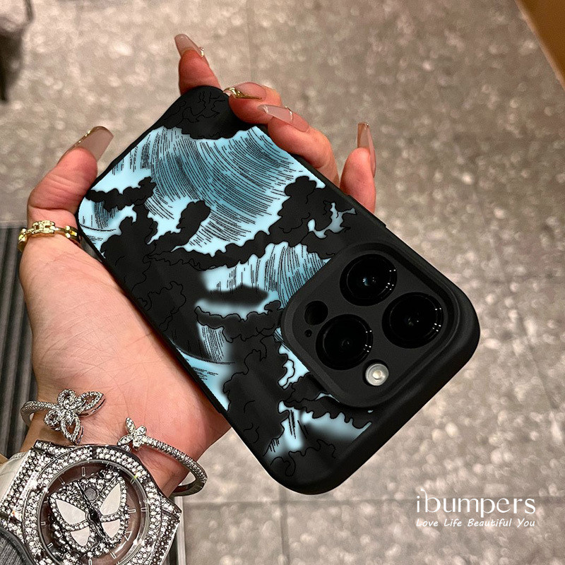 ibumpers Ốp Điện Thoại iPhone Họa Tiết Đám Mây Sóng Nghệ Thuật Đẹp Cho IPhone 16 15 14 12 13 11 Pro Max IP 7 8 Plus X XS XR Xếp Ly Ốp Lưng Silicon Mềm Chống Sốc