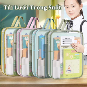 Túi Lưới Trong Suốt, Túi Dây Kéo Lưới, khóa kéo mở tiện lợi, có tay cầm dễ dàng mang đi, Đồ Dùng Văn Phòng Trường Học