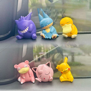6 Cái / bộ pokemon Pikachu Gengar Jigglypuff Slowpoke Gonbe Psyduck Phiên Bản Ngủ Mô Hình PVC Hành Động Hình Đồ Chơi