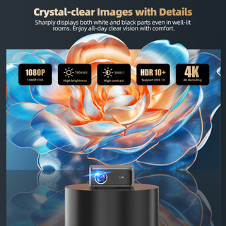 Máy chiếu Netflix Goojodoq 1080P 4K Full HD 700ANSI với màn hình lớn 300 inch HDR10+ Bluetooth 5.0