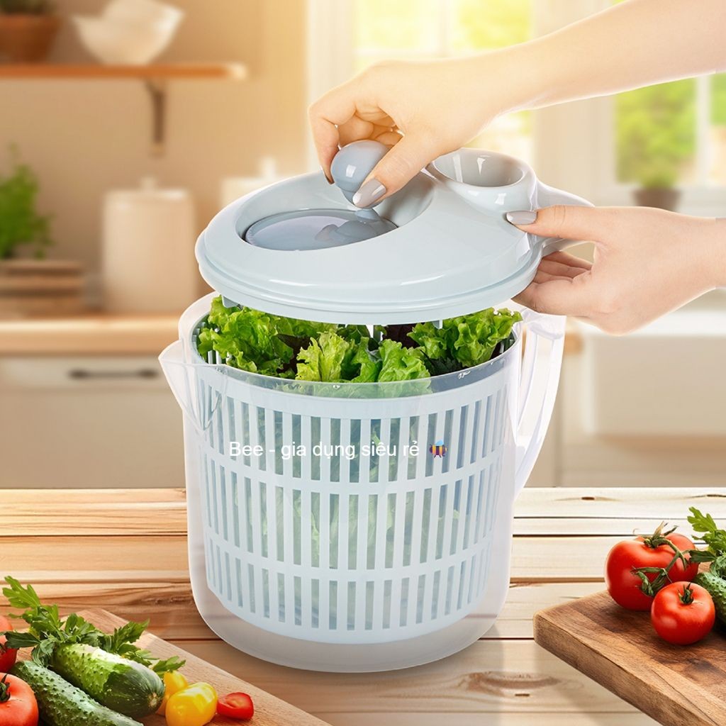 Bô rổ quay rau, Rổ quay vắt sạch nước, làm sạch rau củ quả chính hãngViệt Nhật (mã 3516)