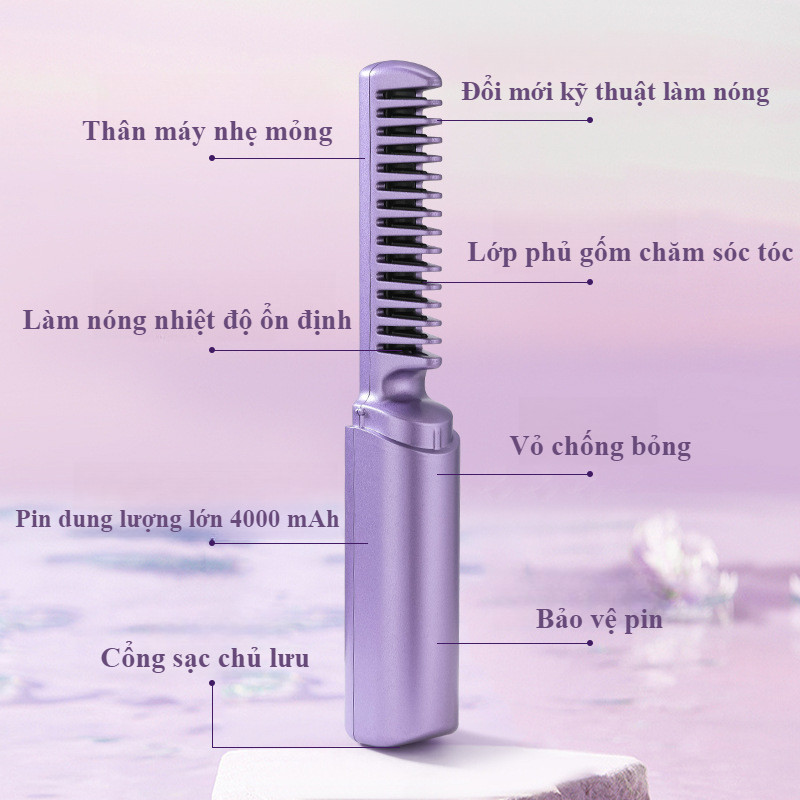 Lược chải tóc điện Ion âm,Bàn Chải Uốn Tóc Thẳng,Làm Nóng Đa Năng,Với Mọi Loại Tóc