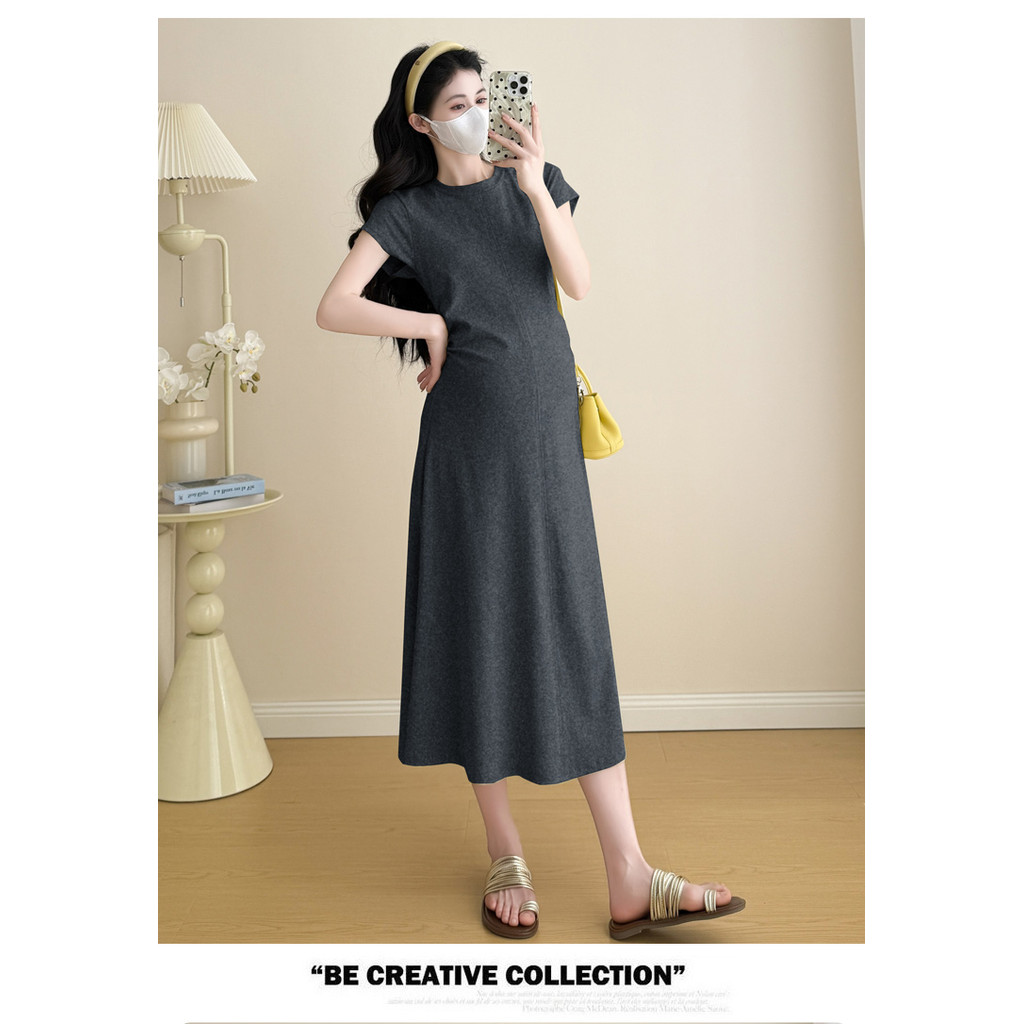 Trang phục bà bầu Váy dệt kim co giãn thời trang mùa hè Plus Size
