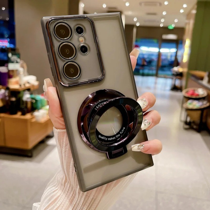 Vỏ Mới Giá Đỡ Nhẫn Ốp Lưng Điện Thoại Samsung S24 S23 S22 Plus S23 FE S24 S23 S22 Siêu Bảo Vệ Camera Trong Suốt Mềm