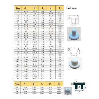 Phích cắm niêm phong rắn, Mũ lỗ cao su silicon 2mm - 14mm, Nút chặn niêm phong hình chữ T, phích cắm chống bụi TEMP cao, Chèn nắp cuối Bungs