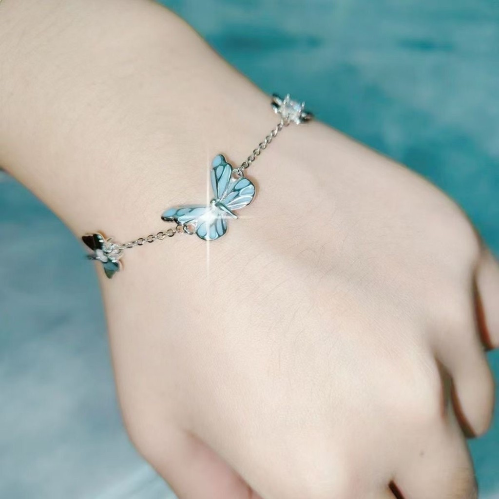 [Vòng cổ bướm phát sáng] ~ Vòng tay bướm thông minh phát sáng màu xanh cao cấp Nữ ~ ~ Dây chuyền xương đòn Aurora phong cách Mori, Thích hợp làm quà tặng