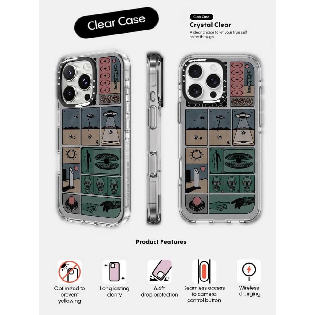 CASECASE X Các Khoáng Chất Khác Tác Động Trong Suốt Hút Từ Tính Cho iPhone 16 / 15 / 14 / 13 Pro Max | Mặt sau Acrylic bảo vệ quân sự với bao bì cao cấp