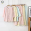 Phong cách Nhật Bản Muji - Áo cánh tay ba phần tư từ sợi cotton nguyên chất hai lớp - Quần dài đến mắt cá chân mỏng nhẹ hàng ngày