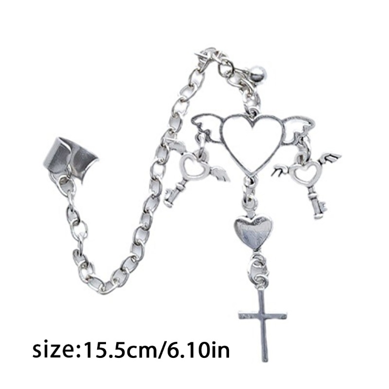 Bông Tai Trái Tim Dây Xích Phong Cách Punk Gothic Zircon cho Nữ