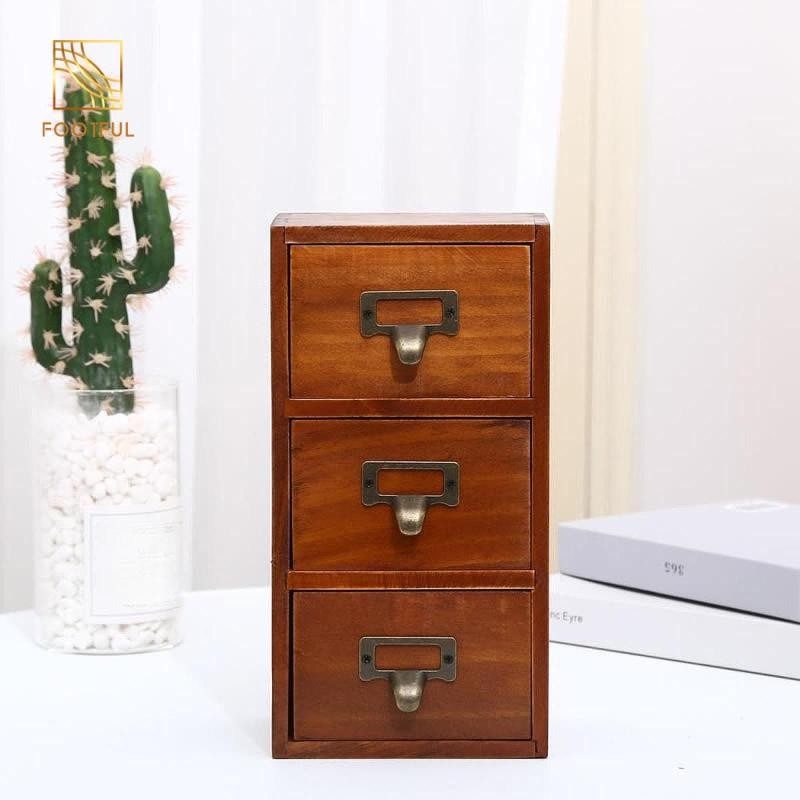 Mini Để Bàn Ngăn Kéo Thiết Kế Cổ Điển Hộp Đựng Bàn Mộc Mạc Sắp Xếp Tủ Gỗ Cho Tạp Hóa Đồ Vệ Sinh Văn Phòng Vanity Thủ Công